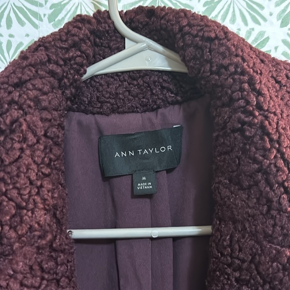 Ann Taylor Purple Mauve Teddy Coat Medium - Picture 2 of 6